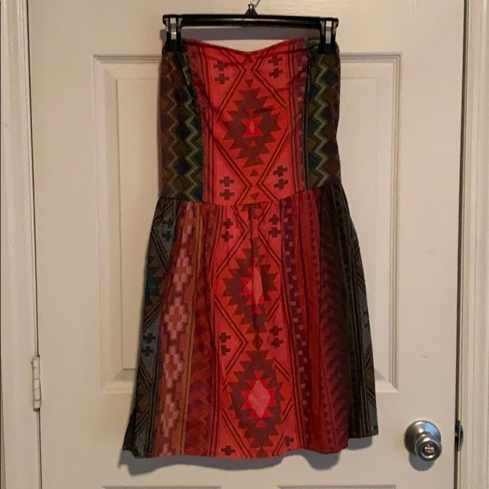 Tribal-print strapless dress